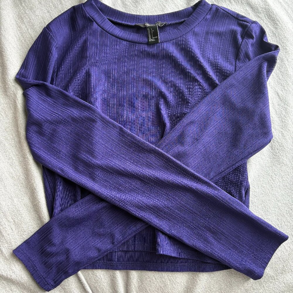 Forever 21 Purple Ribbed Cropped Long Sleeve